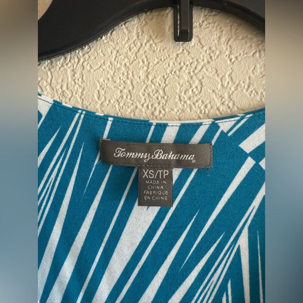 Tommy Bahama Women’s Sundress In Blue White Tropical Leaf Size XS Beach Resort - Picture 5 of 8